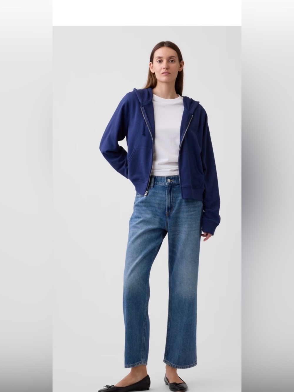 GAP Dark Blue  Low Slung Relaxed Straight Crop Denim Jeans